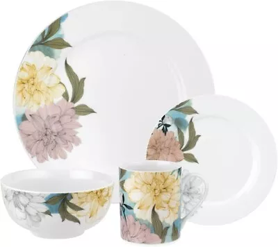Buy Spode Home Floral Sketches Porcelain Dinnerware 16-piece Set Service For 4 NEW • 46.59£