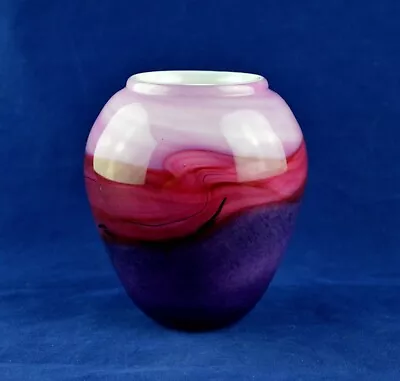 Buy Phoenician Malta Art Glass Handblown Round Flower Vase - 5  Tall - Signed • 27.50£