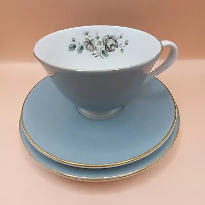 Buy Royal Doulton  Rose Elegans  Blue / White Cup, Saucer & Side Plate Trio - Floral • 9.99£