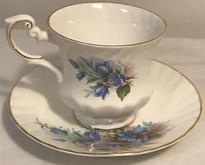 Buy Queen Anne Flowers Teacup & Saucer  Fine Bone China Blue England Rosina China Co • 13.99£
