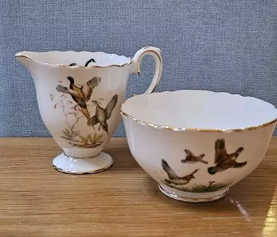 Buy Crown Staffordshire China Game Birds Creamer Set Milk Jug Sugar Bowl - Beautiful • 24.99£