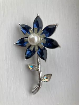 Buy Art Deco Style Blue Crystal Sunflower Pearl Brooch Jon Richard  • 0.99£