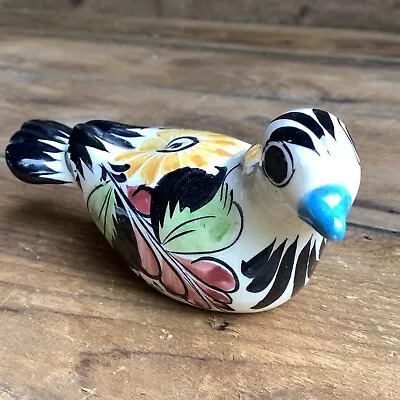 Buy Tonala Bird Mexican Folk Art Pottery Vtg Hand Painted Flowers 6.5” Long Marked • 13.05£