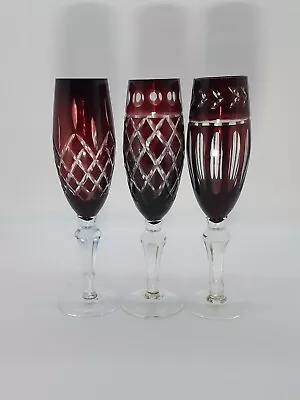 Buy Vintage Cut To Clear Champagne Flutes Bohemian Bavarian  • 33.64£