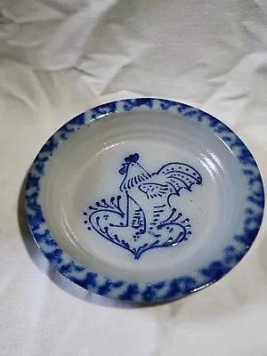 Buy Eldreth Pottery Stoneware Cobalt Blue Salt Glaze 2000 Rooster 8 Inch Pie Plate • 27.95£