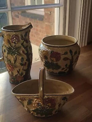 Buy Set Of 3 Indian Tree Pottery - Jug, Vase And Basket • 20£