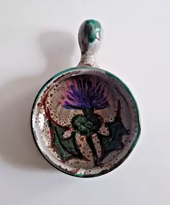 Buy Small Vintage Scottish Studio Pottery Glazed Thistle Pouring Dish With Handle • 14£