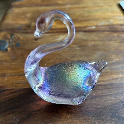 Buy Very Pretty Heron Art Glass Iridescent Glass Swan • 7.90£