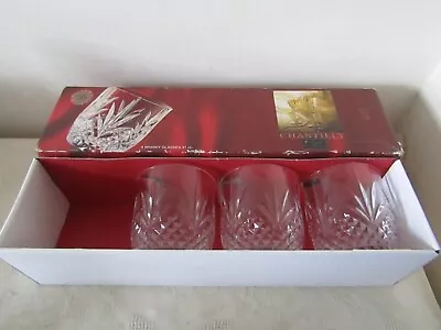 Buy Chantilly France Crystal Lead Crystal Cut Glass Boxed Set Of 3 Whisky Tumblers • 10.79£