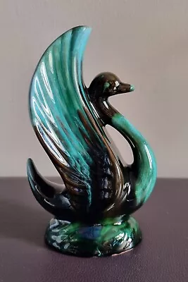 Buy Vintage Blue Mountain Pottery Canada Swan Posy Holder Spill Vase Green & Brown • 12£