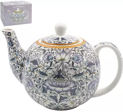 Buy William Morris Blue Floral China Tea Pot Teapot By Leonardo Collection Lodden • 18.95£