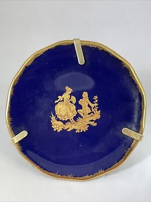 Buy Limoges Cobalt Blue And Gold Miniature Plate Courting Couple With Stand • 11.17£