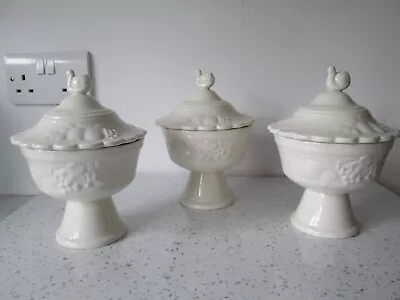 Buy Vintage Royal Worcester Crown Ware White Lidded Pots  • 19.99£