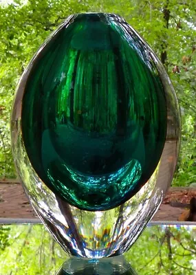 Buy Orrefors Crystal Green Table Vase Made In Sweden  6  Tall Heavy Mint W Label • 274.92£