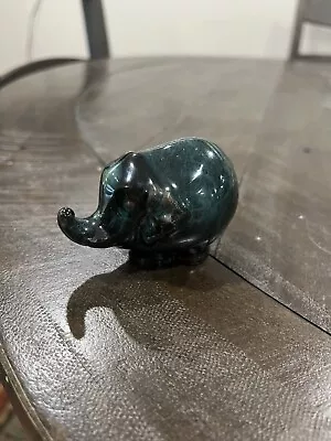 Buy Blue Mountain Pottery Small Elephant Figurine Blue-Green Drip Canada 3” • 13.99£