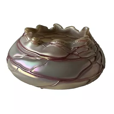 Buy Antique Pallme Konig Veined/Trailed Glass Vase Art Nouveau Pink Gold Purple Opal • 326.18£