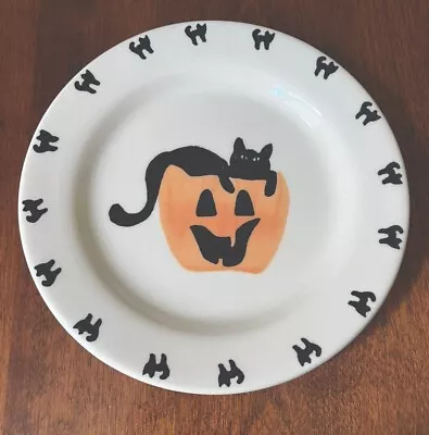Buy Vintage Hartstone Pottery Halloween Pumpkin With Black Cats Plate. 8”. EC • 12.07£