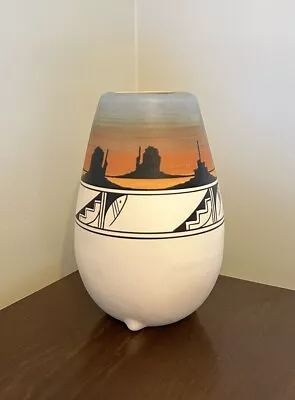 Buy Native American Navajo Art Pottery 9” Vase NAATSIILID Skyline Signed Wallace T • 37.23£