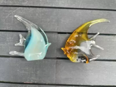 Buy Vintage Art 2 Large Glass Angel Fish Paperweight, • 25£