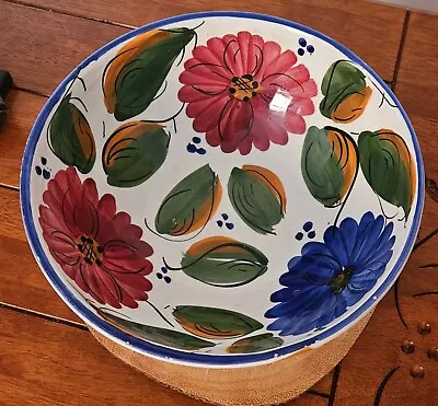 Buy Large Spanish Fitra Sl Hand Painted  Salad /Pasta Bowl H Decorated With Flowers • 35£