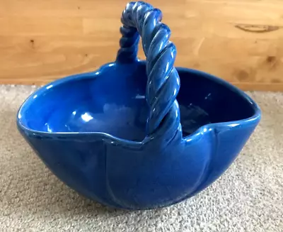 Buy Unusual C H Brannam Barnstaple Blue Pottery Bowl Twist Handle • 20£