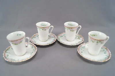 Buy Set Of 4 Straus Morning Glory & Iris Garlands Pink Chocolate Cups C. 1891-1917 • 139.79£