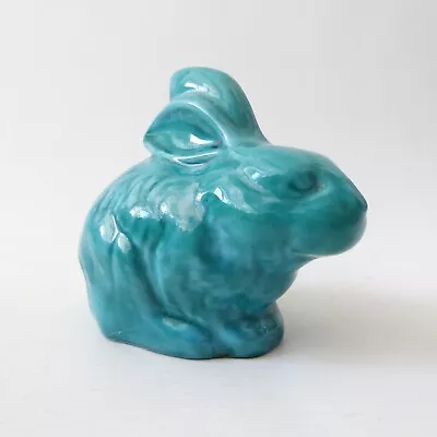 Buy Vintage Anglia Pottery AP171 Bunny Rabbit Figurine Figure. Turquoise Ceramic 70s • 8£