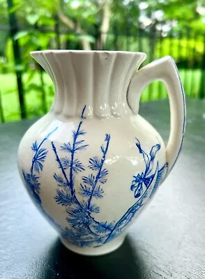 Buy Antique Aesthetic Blue And White Ceramic Pottery Jug Pitcher Butterflies 6” • 16.77£
