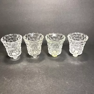 Buy Vintage Votive Peg Candle Holders Pair Clear Glass Cubist 3.5”Tall EUC Set Of 4 • 18.59£
