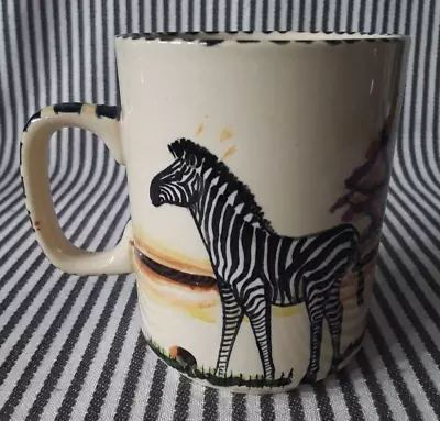 Buy Zimbabwe Pottery Safari Zebra Tree Signed Phiri Hand Painted Mug Cup Penzo Style • 27.03£