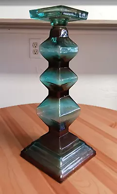 Buy Aqua Teal Blue Glass Green Candle Holder Stand Abstract Shaped Tall Decorative • 37.27£