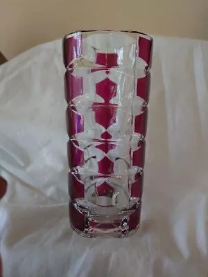 Buy Beautiful Vintage Retro French Cranberry Art Glass Vase • 14£