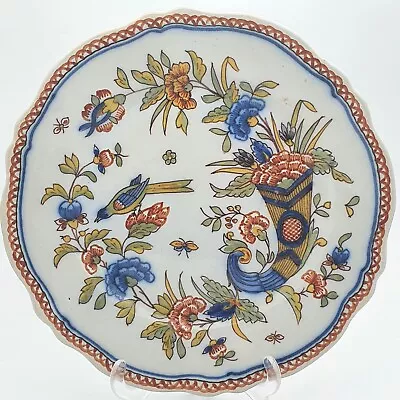 Buy 19c Antique Desvres Faience Decorative Plate Cornucopia Bird Hand Painted Signed • 44.95£