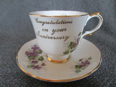 Buy Duchess Bone China England  Violets  Teacup And Saucer Anniversary Set • 12.12£