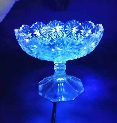 Buy EAPG #15046 VICTOR Blazing Pinwheels  Diamond Shoshone Vaseline Glass 1896 4.5   • 41.94£
