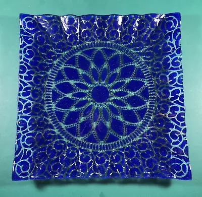 Buy Sydenstricker | Studio Art Fused Glass 8.5  Square Plate | Blue • 28£