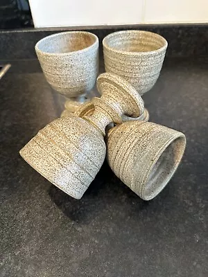 Buy Four Vintage Stoneware Studio Goblets Chalice - Medieval Tudor Game Of Thrones • 18.95£