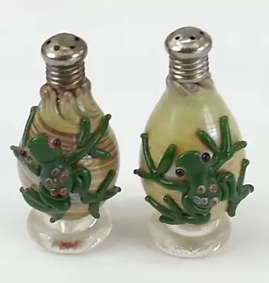 Buy Vintage Artisan Studio Art Glass Frog Salt And Pepper Shaker Set • 37.33£