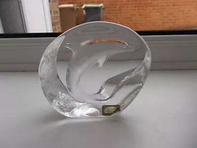 Buy Mats Jonasson Glass Dolphin Paperweight Etched & Has Label • 9.99£