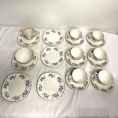 Buy ROYAL VALE Bone China Tea Set Blue Floral Cups Saucers Plates Pot C568 England • 27.07£