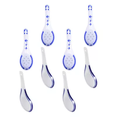 Buy  8 Pcs White Dinnerware Blue And Porcelain Spoon Ramen Scoop Ceramics • 10.99£