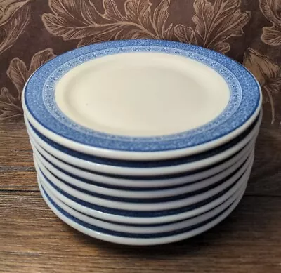 Buy 8 Shenango RIMROL Blue White Floral Bread Plates Cafe Restaurant USA • 19.61£