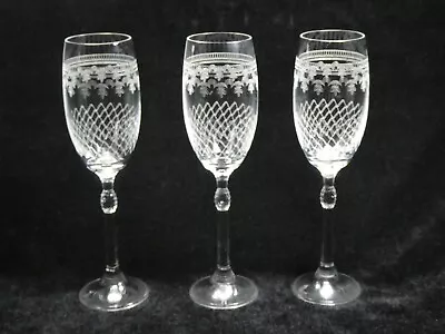 Buy 3 Bohemia Glass Pall Mall Lady Hamilton Small Champagne Flutes W/ Pineapple Knop • 35£