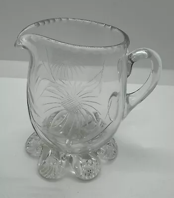 Buy Pretty Etched Flowers Footed Glass Cream Jug Victorian? • 6£