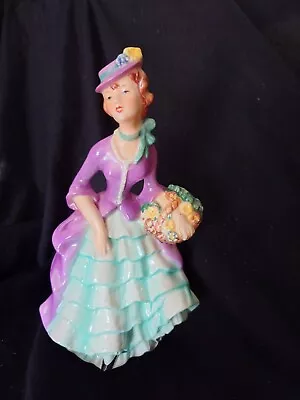 Buy Vintage 1950s Goebel Model FF274 - Flower Lady Figurine In Purple Dress, Crazed. • 13£