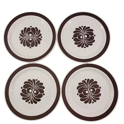 Buy Egersund Norway Brown Medallion Center  & Trim 10 7/8” Dinner Plates – Set Of 4 • 23.73£