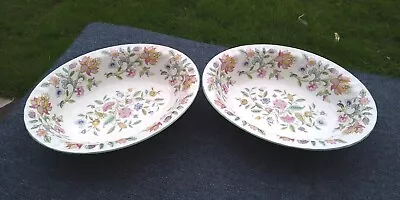 Buy Pair Of Minton Fine Bone China Haddon Hall Pattern Oval Bowls 27.5cm Long B1451 • 29.99£