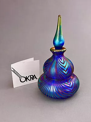 Buy BOXED Okra Studio Glass Limited Ed Myriad 14cm Iridescent Scent Bottle 1986 • 115£