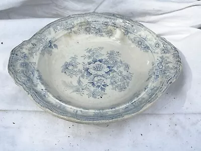Buy Vintage Antique Pottery Ceramic Blue And White Pedestal Bowl Floral Pattern • 32.99£