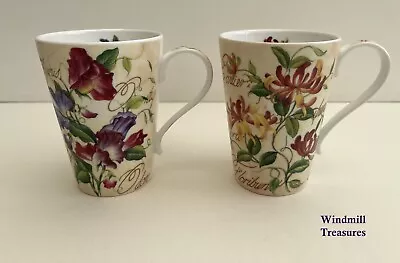 Buy Pair Hudson Middleton Floral Mugs Sweet Pea & Honeysuckle - Good Condition • 11.99£